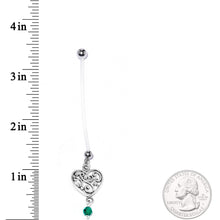 Load image into Gallery viewer, Handmade Heart Pregnancy Belly Ring Created with Crystals
