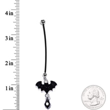Load image into Gallery viewer, Handcrafted Bat Pregnancy Belly Ring Created with Crystals
