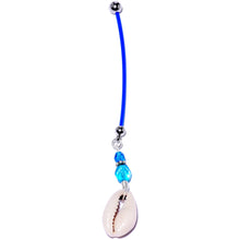 将图片加载到图库查看器，Handcrafted Puka Shell Blue Reversible Dangle Pregnancy Belly Ring
