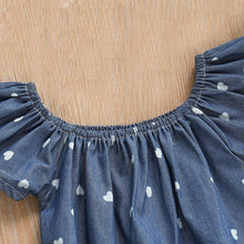 将图片加载到图库查看器，Modern Infant Baby Girls Bodysuits Headband 2PCS Hearts Love Short Sleeve Off Shoulder Jumpsuits Summer Causal Set WIth Big Bow
