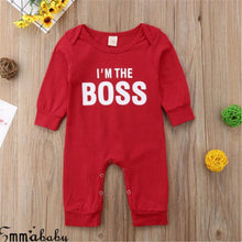 Load image into Gallery viewer, Cute Newborn Baby Child I'm the BOSS Romper Outfits Christmas Clothing Gifts for Boys/Girls Modern Red Jumpsuit
