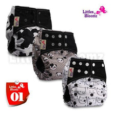 将图片加载到图库查看器，Modern Luxury Printed Washable Real Cloth Pocket Nappy,3 nappies/diapers Set For Girls and Boys Baby In Elegant Style
