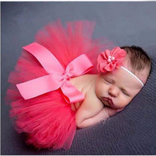 将图片加载到图库查看器，Luxury Modern Elegant Baby Girl Tulle Tutu Skirt and Flower Headband Set Newborn Dress With Big Bow And With Headband
