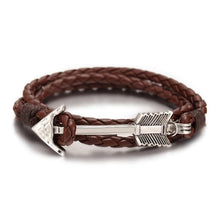 Load image into Gallery viewer, New Arrival Multilayer Charm Leather Vintage Bronze Arrow Bracelet Anchor Bracelet For Men and Women Lovers' Gift
