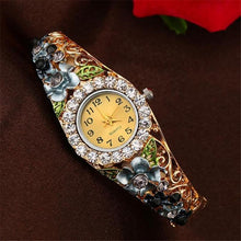 将图片加载到图库查看器，Elegant  Watch Gold Luxury Women Watch Colorful Abstract Enamel Paint Crystal Rhinestone Bangle Wristwatches Bracelet Watch For Women Ladies and Girls
