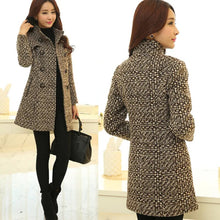 Load image into Gallery viewer, New Women's Wool Blends Coat Winter 2023 Autumn Fashion Elegant Mother Turtleneck Plaid Slim Long Tweed Woolen Outerwear Female
