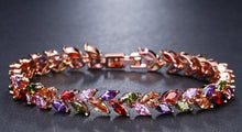 将图片加载到图库查看器，Luxury Diamond Shiny Fashion Charm AAA Cubic White Zircon Four Colors Leaf Jewelry Bracelets For Woman Elegance Wedding Party Gift
