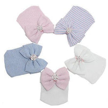 Load image into Gallery viewer, Luxury Modern Diamon Cute Newborn Baby Infant Girl Toddler Comfy Bowknot Hospital Cap Beanie Hat Bow For Baby Kids
