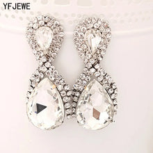 Load image into Gallery viewer, Hop Bijouterie Earring Studs Women's Handbags Droplets Shining Gold Silver Plated Crystal Drop Earrings Women Snowflake E017

