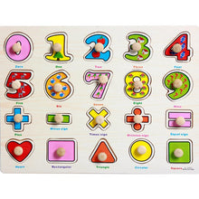 将图片加载到图库查看器，Kid Early Educational Table With Shapes of Vegetables and Animals Baby Hand Grasp Wooden Puzzle Toy Alphabet And Digit Learning Education Child Wood Toy
