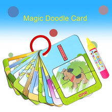 Load image into Gallery viewer, New Magic Doodle Card Water Drawing Card Kids Learn Number/Color/Shape in English 8/10 Pcs with 1 Pcs Water Pen Coloring Toy
