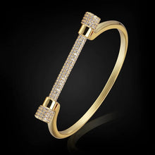 Load image into Gallery viewer, Luxury Brand Free bags Women's cubic zircon wedding Bangle with Ring Set gold color Love Bangle Sets women's bridal jewelry sets
