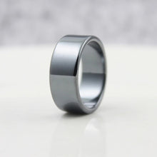 Load image into Gallery viewer, Fashion Jewelry smooth 10mm Width Flat Black Female Hematite Natural Couple Men's Women's Rings Christmas Gifts for the new year
