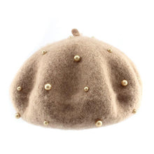 将图片加载到图库查看器，Modern Art Wool Baby Hat with Pearls Cat Candy Color Retro Baby Girl Cap Kids Beret Hats for Girls
