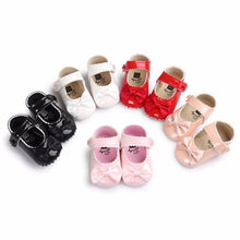 将图片加载到图库查看器，Red Princess Baby Girl Shoes Newborns Butterfly-knot PU Leather Shoes Infants Crib Soft Fashion Footwear Shoes
