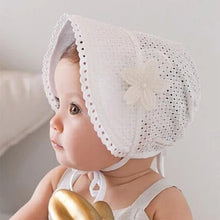 Load image into Gallery viewer, Cute Princess Baby Hat With Bow Solid Color Lace Hollow for Baby Girl Cap Toddler Kids Beach Bucket Hats In Retro Design
