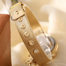 将图片加载到图库查看器，STEVVEX Gold  Watch Brand Quartz Women Rose Gold Stainless Steel Mesh Belt Ladies Wristwatch Female Clock Owl (Gold) For Women and Girls
