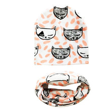 将图片加载到图库查看器，Modern Children Girls Cartoon Sheep Printing Cotton Hat and Scarf Animal Pattern Kids Caps Baby Beanie
