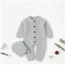 将图片加载到图库查看器，Handmade Girls Romper Knitted Newborn Baby Clothes Romper With Hat Infant Toddler Jumpsuit For Boys And Girls Warm Jumpsuit For Winter
