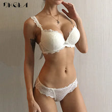Load image into Gallery viewer, New Women's underwear Set Lace Sexy Push-up Bra And Panty Sets Bow Comfortable Brassiere Young Bra Adjustable Deep V Lingerie
