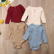 Load image into Gallery viewer, Newborn Infant Baby Girl Boy Ribbed Bodysuit  Ruffle  Long Sleeve One-Pieces Solid Jumpsuit Outfits For Girls
