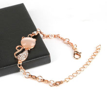 Load image into Gallery viewer, New Rose Gold Alloy Elegant Lovely Cat Bracelets Luxury For Women Femme Children Girl Gift Jewelry Charms Crystal Opals Rhinestone Bangle Chain
