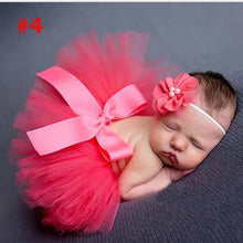 将图片加载到图库查看器，Luxury Modern Elegant Baby Girl Tulle Tutu Skirt and Flower Headband Set Newborn Dress With Big Bow And With Headband
