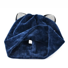 将图片加载到图库查看器，Autumn Winter Women's Beanies Cat Hat Ladies Warm Velvet Skullies Cap With Flashing Rhinestone Ear Flaps Girls Cute Bonnet Touca
