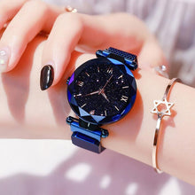 将图片加载到图库查看器，Women's Fashion Starry Sky Watches Magnet Buckle Mesh Belt Diamond Quartz Watch Women Dress Clock For Women and Girls
