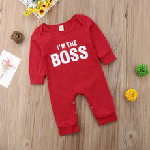 Load image into Gallery viewer, Cute Newborn Baby Child I'm the BOSS Romper Outfits Christmas Clothing Gifts for Boys/Girls Modern Red Jumpsuit
