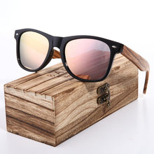 将图片加载到图库查看器，Luxury Handmade Polarized Handmade Bamboo Wood Universal Sunglasses In Zebra Wood Style  Vintage Wooden Frame Male Driving Sun Glasses Shades Gafas With Box and UV400Protection
