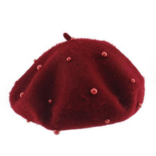 将图片加载到图库查看器，Modern Art Wool Baby Hat with Pearls Cat Candy Color Retro Baby Girl Cap Kids Beret Hats for Girls
