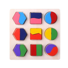 Load image into Gallery viewer, Wooden Geometric Shapes Puzzle Sorting Math Bricks Preschool Learning Educational Game Baby Toddler Toys for Children
