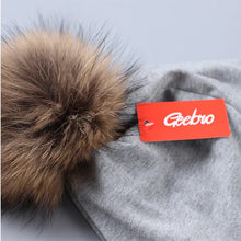 Load image into Gallery viewer, Geebro Brand Women's Beanie Hat Casual Cotton Pompom Beanies Hats Raccoon Fox Fur Pompon Skullies Balaclava Caps For Women JS294
