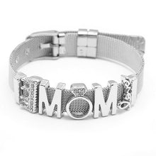 将图片加载到图库查看器，Fashion Stainless Steel Woman and Men Bracelet Mesh Bracelet Set Crystal Heart Anchor Charm Fine Bracelet Bangle For Female Lover
