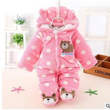 Load image into Gallery viewer, Modern Winter Baby  Bear Animal Costume Hooded Romper Warm Flannel Plush Jumpsuit For Girls and Boys

