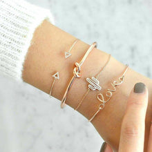 Load image into Gallery viewer, Fashion Bohemia Leaf Round Knot Cuff Bangle Gold Chain Charm Bracelet  for Women Simple Geometric Bracelets Luxury Jewelry

