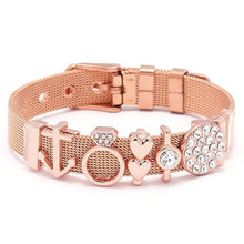 将图片加载到图库查看器，Fashion Stainless Steel Woman and Men Bracelet Mesh Bracelet Set Crystal Heart Anchor Charm Fine Bracelet Bangle For Female Lover
