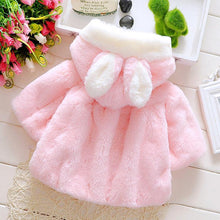 将图片加载到图库查看器，Winter Baby Girls Fur Warm with Cute Rabbit Ears Cloak Coat In Elegant Modern Style For Baby Girls
