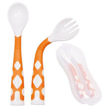 Load image into Gallery viewer, Baby Own Spoon and Fork Set With Travel Safe Case Toddler Babies Children Feeding Training Spoon Easy Grip Heat-Resistant Spoon
