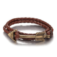 Load image into Gallery viewer, New Arrival Multilayer Charm Leather Vintage Bronze Arrow Bracelet Anchor Bracelet For Men and Women Lovers' Gift

