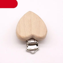 将图片加载到图库查看器，Modern Wood Naural Nipple Chain Accessories BPA Free Cute Modelling Beech Pacifier Clip Small Elephant Heart-shaped Holder for Pacifier
