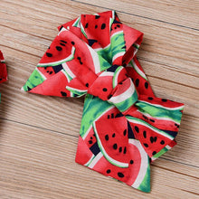 Load image into Gallery viewer, 2PCS Newborn Baby Girl Watermelon Summer  Cute Bodysuit Jumpsuit Outfit WIth Bow For Girls
