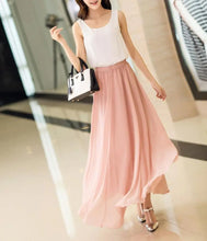 Load image into Gallery viewer, Women's Elegant High Waist Chiffon Skirt Elastic Waist Casual Long Maxi Skirts Saias 80/90/100cm 22 Color 2020 Summer Autumn New

