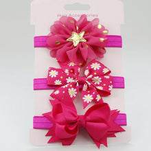 将图片加载到图库查看器，Luxury Modern Handamde 3PCS Set Elastic Flower Headbands for Baby Girls Hair Accessories Baby Girls Bows Nylon Bow For Girls
