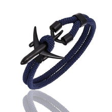 Load image into Gallery viewer, Airport Fashion Men Women Airplane Anchor Bracelets Charm Rope Chain Paracord Aviation Life Jewelry Design

