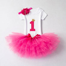 将图片加载到图库查看器，Baby First Birthday Outfits Tutu Tulle for 1 Year Party Fluffy Pink Communion Toddler Christening Gown Dresses For Girls
