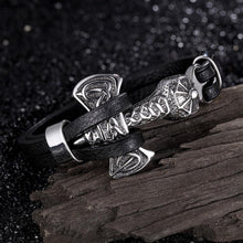 Load image into Gallery viewer, Genuine Leather Anchor Bracelet Men Lion Double Wolf Shackles Stainless Steel Charm Bracelets Wristband Fashion Jewelry
