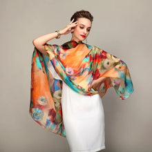 Load image into Gallery viewer, 2016 Winter Fashion Women's Scarf Hot Sale Mulberry Silk Scarves Shawl Female Long Silk Scarf Blue and Coffee 180*110cm

