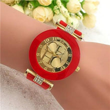 Load image into Gallery viewer, STEVVEX simple leather Casual Quartz Watch Women Crystal Silicone Watches Wrist Watch  For Women and Girls Coffee
